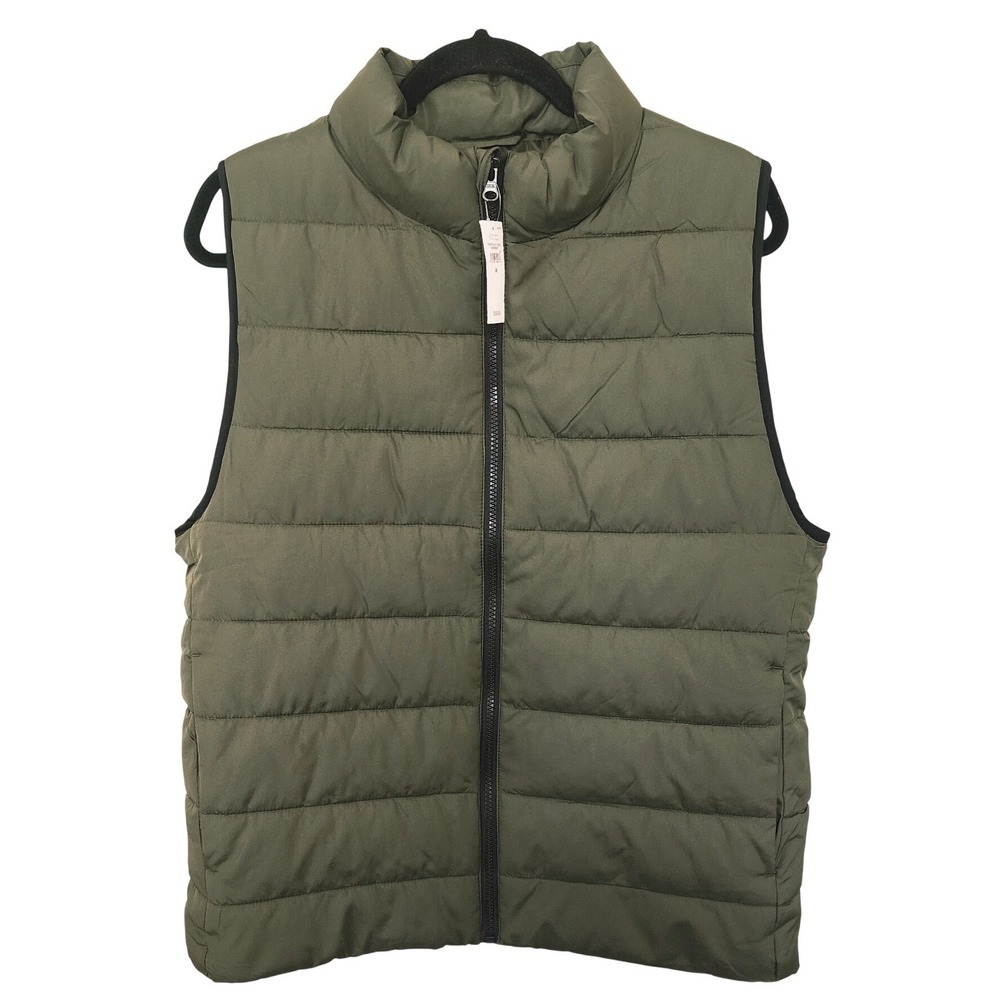 Gap ColdControl Puffer Vest Mens Medium Olive Green Water Resistant Quilted New
